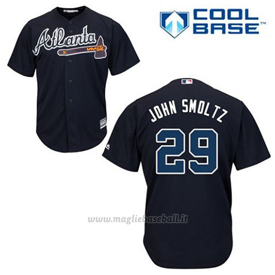 Maglia Baseball Uomo Atlanta Braves 29 John Smoltz Blu Alterner Cool Base